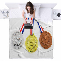 Gold Silver And Bronze Olympic Medals Blankets 20539092