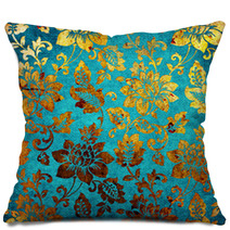Golden -blue Vintage Background Pillows 10208186