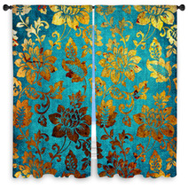 Golden -blue Vintage Background Window Curtains 10208186