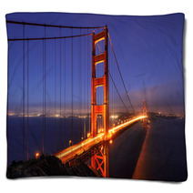 Golden Gate Bridge, Illumination, San Francisco, California, USA Blankets 70407724