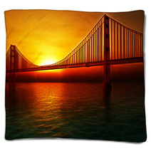 Golden Gate Bridge Illustration Blankets 53004034