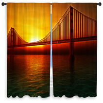 Golden Gate Bridge Illustration Window Curtains 53004034