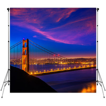 Golden Gate Bridge San Francisco Sunset Through Cables Backdrops 60378398