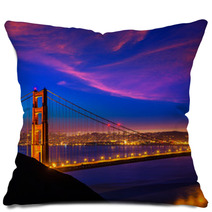 Golden Gate Bridge San Francisco Sunset Through Cables Pillows 60378398