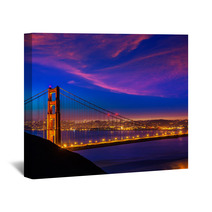 Golden Gate Bridge San Francisco Sunset Through Cables Wall Art 60378398