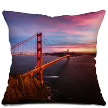 Golden Gate Bridge Sunset Pillows 105806459