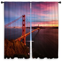 Golden Gate Bridge Sunset Window Curtains 105806459