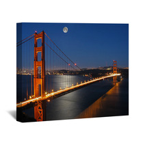 Golden Gate Bridge With Moon Light Wall Art 873170