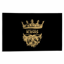 Golden Logo Of Crown Mustache And Beard Vector Illustration Rugs 191019992