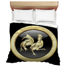 Golden Silhouette Of An Cock Bedding 98850958