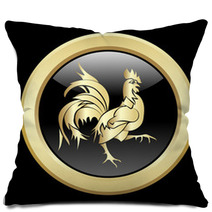Golden Silhouette Of An Cock Pillows 98850958