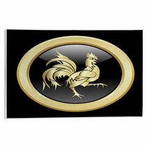 Golden Silhouette Of An Cock Rugs 98850958