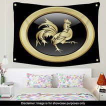 Golden Silhouette Of An Cock Wall Art 98850958