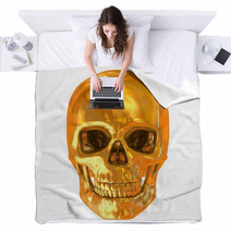 Golden Skull Isolated Blankets 36892680