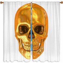 Golden Skull Isolated Window Curtains 36892680