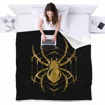 Golden Spider And Web Blankets 113047779