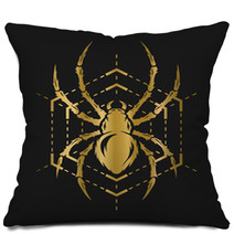 Golden Spider And Web Pillows 113047779