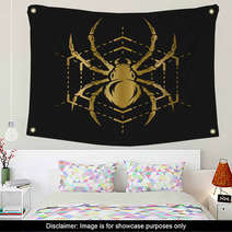 Golden Spider And Web Wall Art 113047779