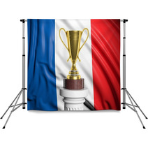 Golden Trophy With French Flag In Background Backdrops 67324448