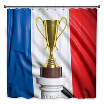 Golden Trophy With French Flag In Background Bath Decor 67324448