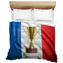 Golden Trophy With French Flag In Background Bedding 67324448