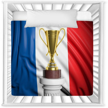 Golden Trophy With French Flag In Background Nursery Decor 67324448