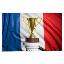 Golden Trophy With French Flag In Background Rugs 67324448