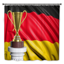 Golden Trophy With Germany Flag In Background Bath Decor 67324628