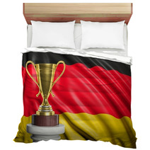 Golden Trophy With Germany Flag In Background Bedding 67324628
