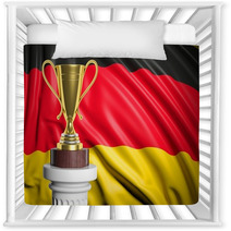 Golden Trophy With Germany Flag In Background Nursery Decor 67324628