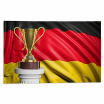 Golden Trophy With Germany Flag In Background Rugs 67324628