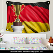 Golden Trophy With Germany Flag In Background Wall Art 67324628