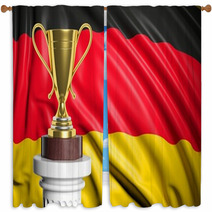 Golden Trophy With Germany Flag In Background Window Curtains 67324628
