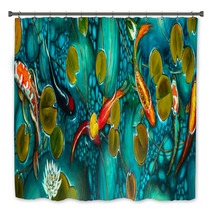 Goldfish In The Lake Oil Painting Handmade Bath Decor 270765704