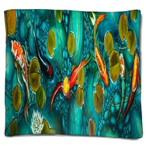 Goldfish In The Lake Oil Painting Handmade Blankets 270765704