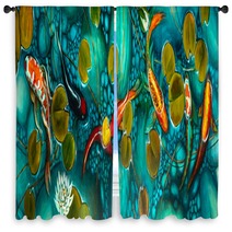 Goldfish In The Lake Oil Painting Handmade Window Curtains 270765704