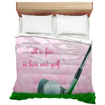Golf Ball And Iron Club And Quote Bedding 103623298