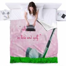 Golf Ball And Iron Club And Quote Blankets 103623298