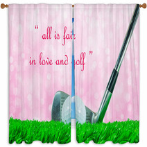 Golf Ball And Iron Club And Quote Window Curtains 103623298