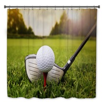 Golf Club And Ball In Grass Bath Decor 57340418