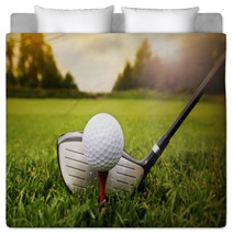 Golf Club And Ball In Grass Bedding 57340418