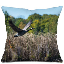 Goose Flying Over The Marsh Pillows 92807536