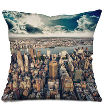 Gorgeous Summer Sunset Over Manhattan Skyscrapers - New York Cit Pillows 55555185