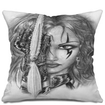 Gothic Girl Aggressive Pillows 2214359