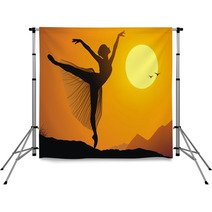 Graceful Ballerina Silhouette At Sunset Backdrops 44639968