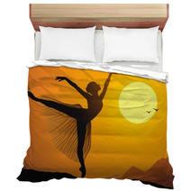 Graceful Ballerina Silhouette At Sunset Bedding 44639968