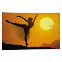 Graceful Ballerina Silhouette At Sunset Rugs 44639968