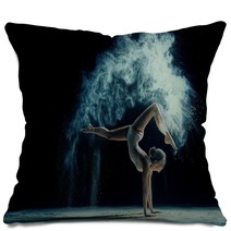 Graceful Woman Dancing In Cloud Of Dust Pillows 117027058
