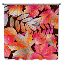 Gradient Different Autumn Leaves With Droplets Bath Decor 69038229