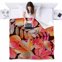 Gradient Different Autumn Leaves With Droplets Blankets 69038229